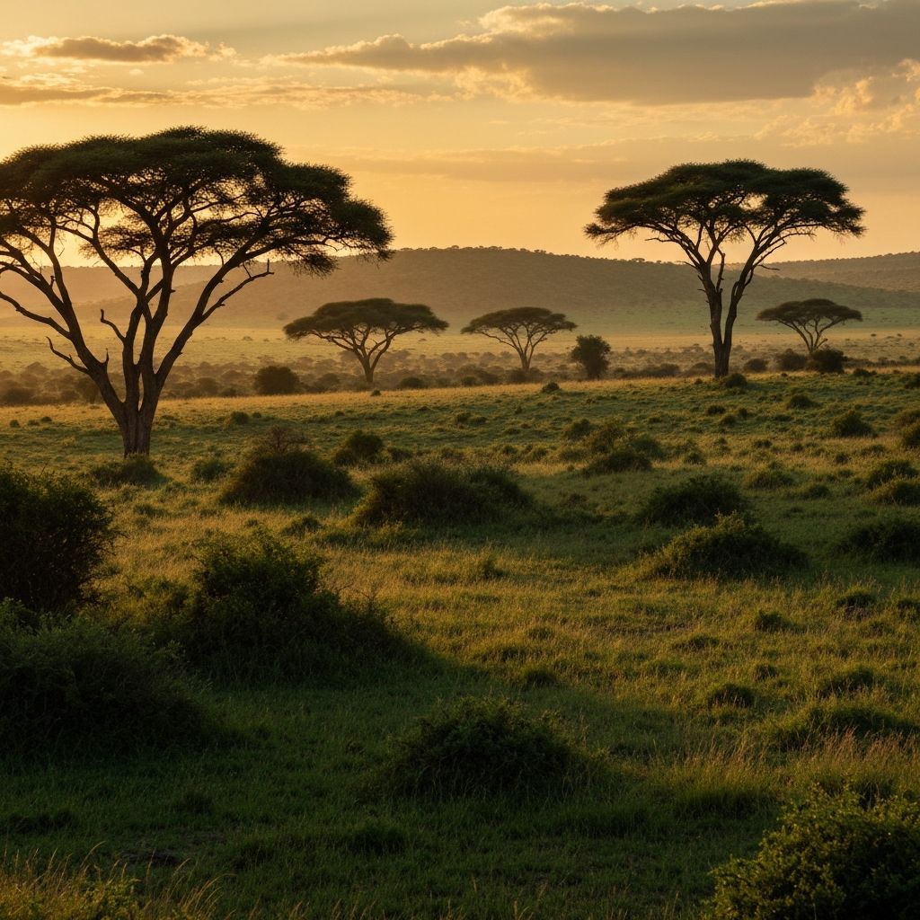 African landscape at golden hour